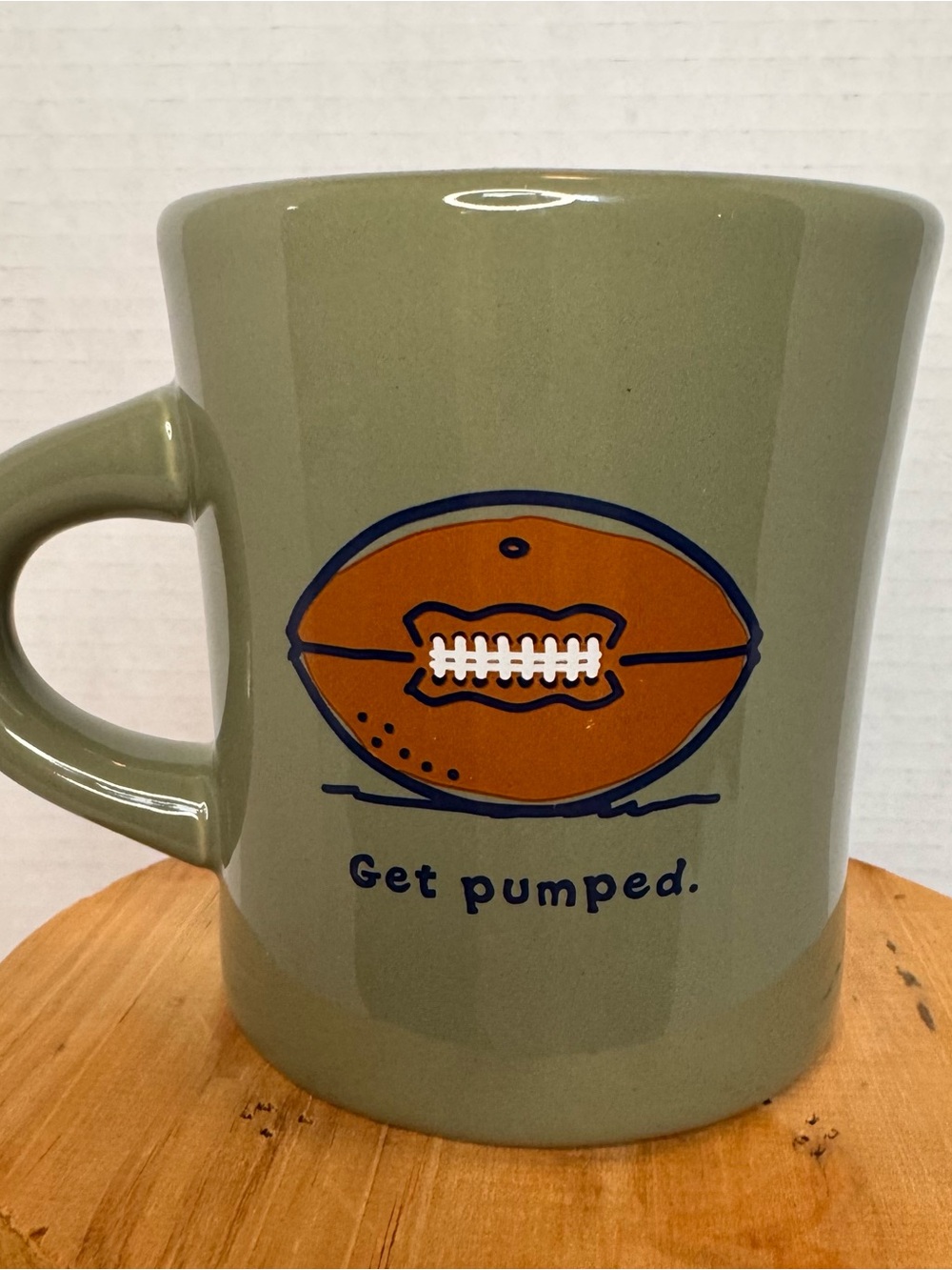 Life Is Good Get Pumped Football Green Diner Coffee Mug
